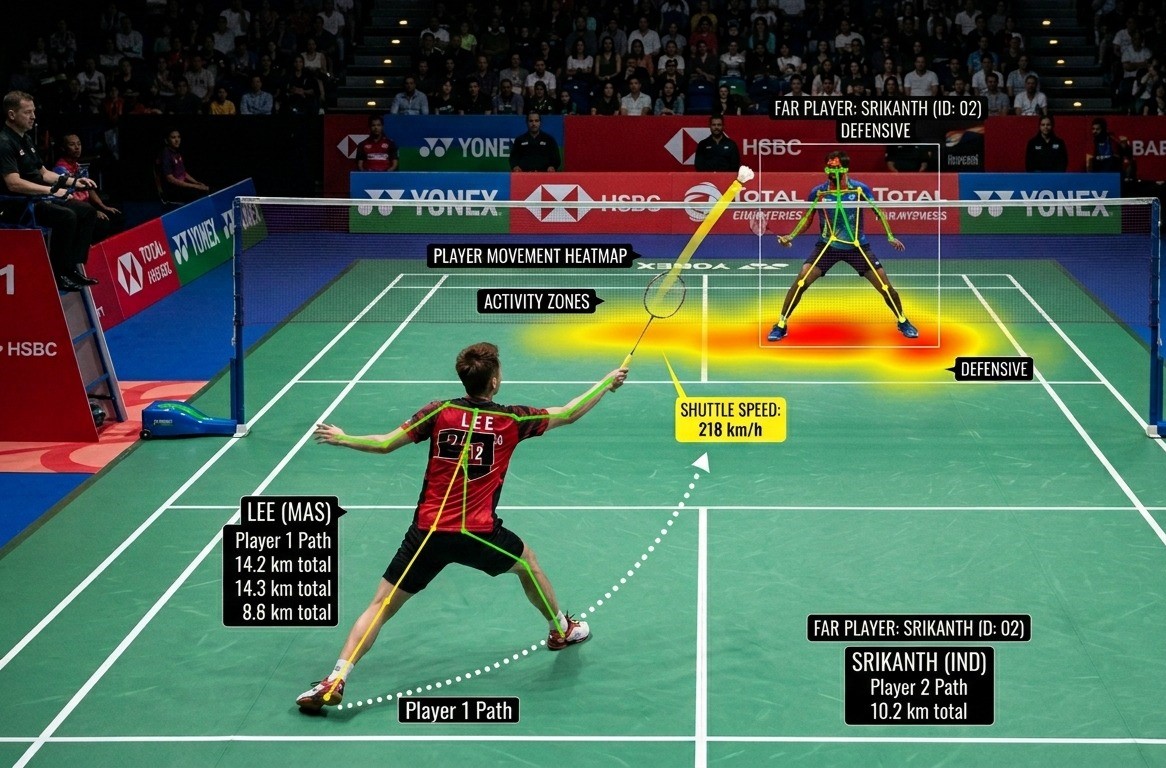 Badminton court in action